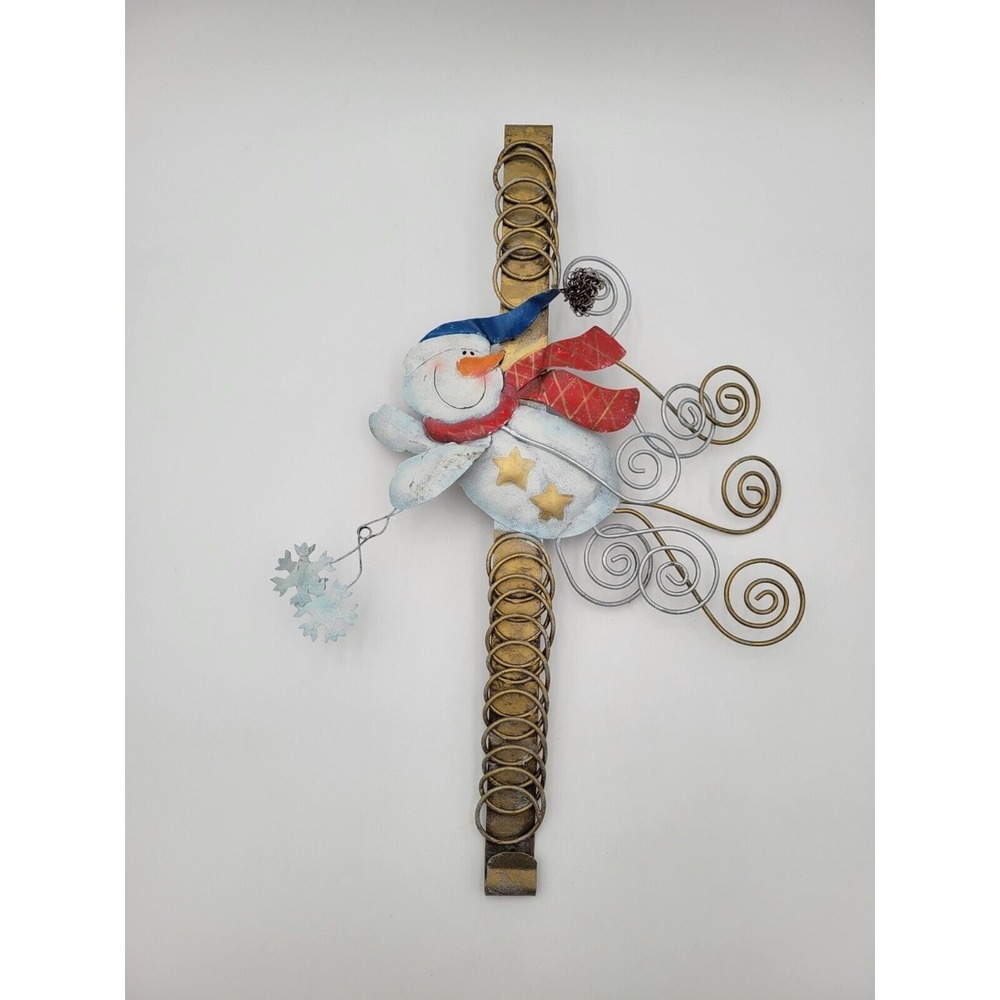 Ganz Christmas card display holder metal snowman door hanger